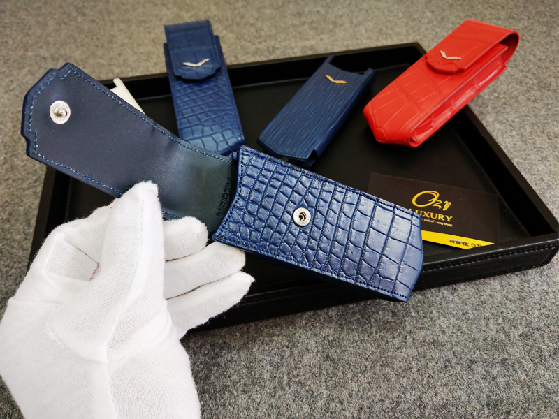 Bao da Vertu cá sấu navy