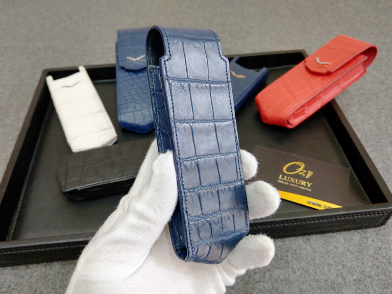 Bao da Vertu cá sấu navy