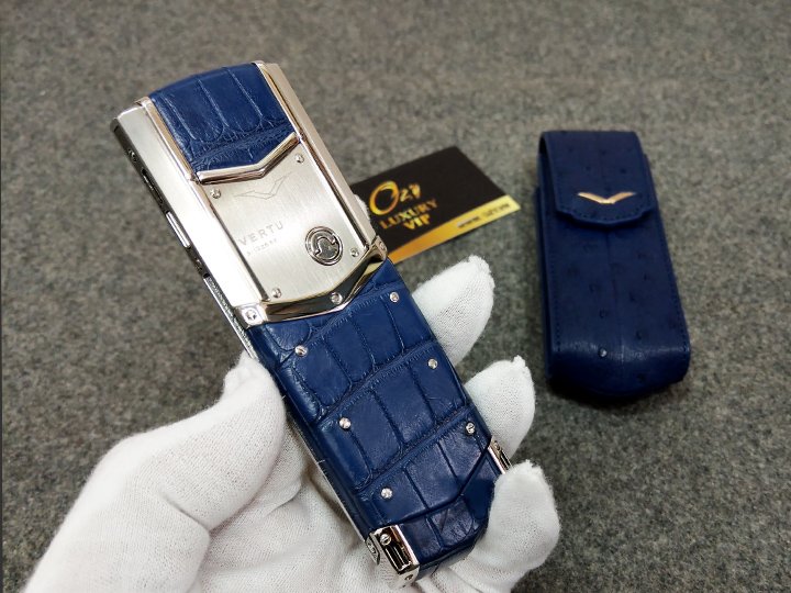 Vertu Signature S Silver Navy Alligator Blue