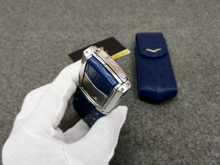 Vertu Signature S Silver Navy Alligator Blue