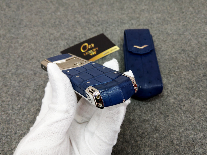 Vertu Signature S Silver Navy Alligator Blue