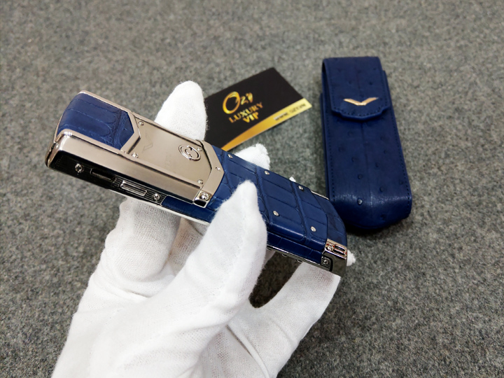Vertu Signature S Silver Navy Alligator Blue