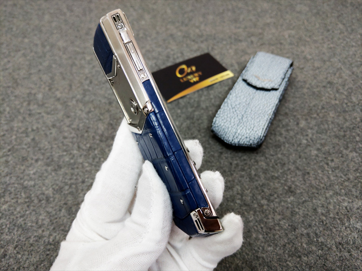 Vertu Signature S Silver Navy Alligator Blue