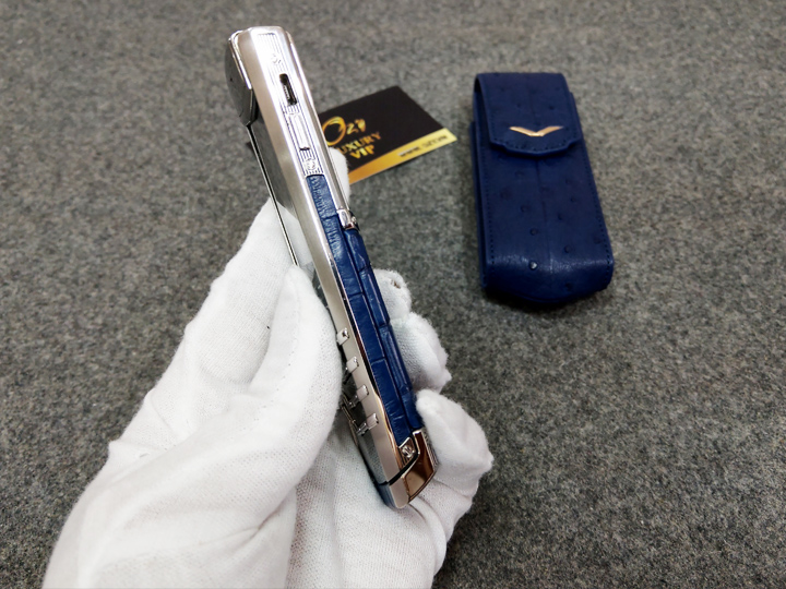 Vertu Signature S Silver Navy Alligator Blue