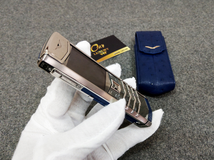 Vertu Signature S Silver Navy Alligator Blue