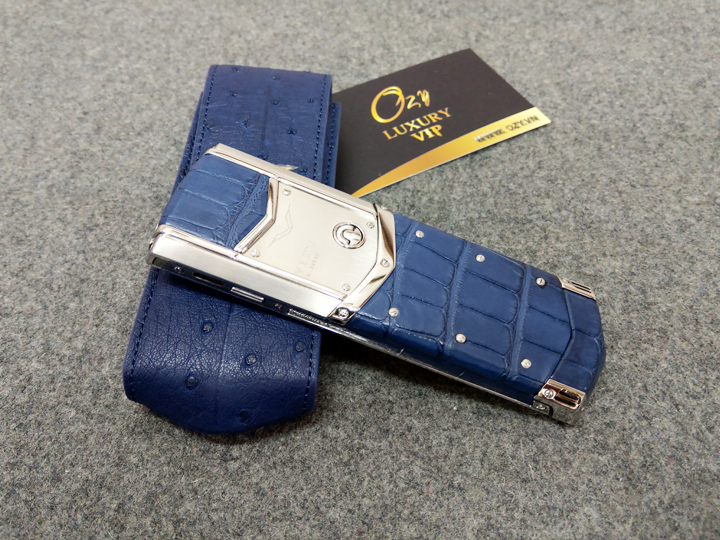 Vertu Signature S Silver Navy Alligator Blue